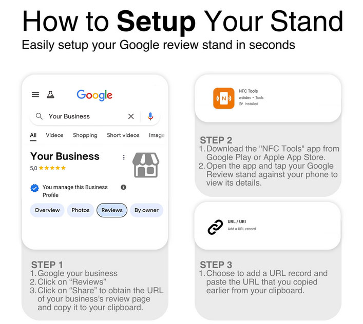 how to set up your Google NFC Review stand